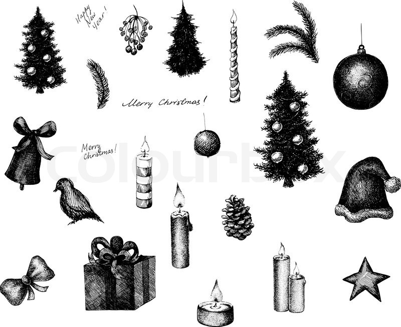 800x653 Vector Illustration With Hand Drawn Christmas Fir Tree Stock