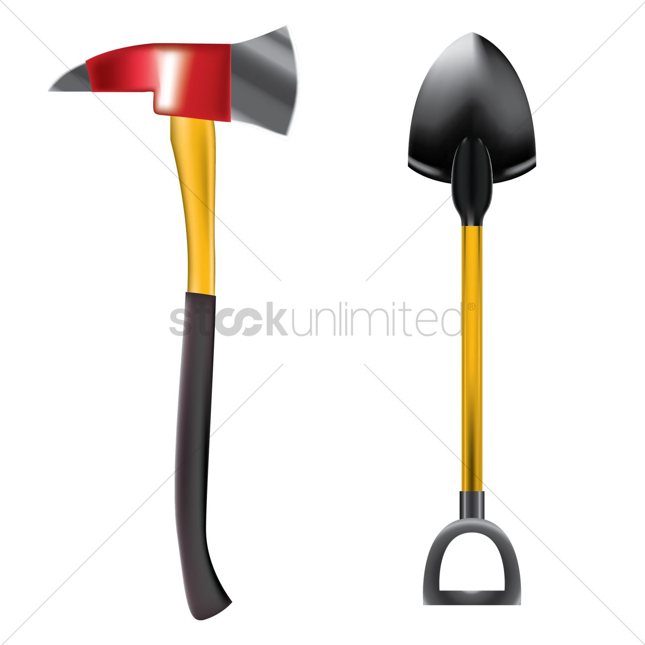 1300x1300 Fire Axe And Fire Shovel Vector Image