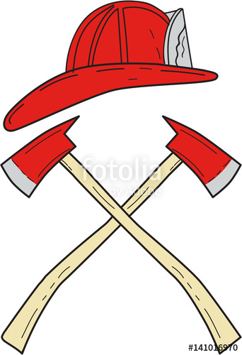 342x500 Fireman Helmet Crossed Fire Axe Drawing Stock Image And Royalty