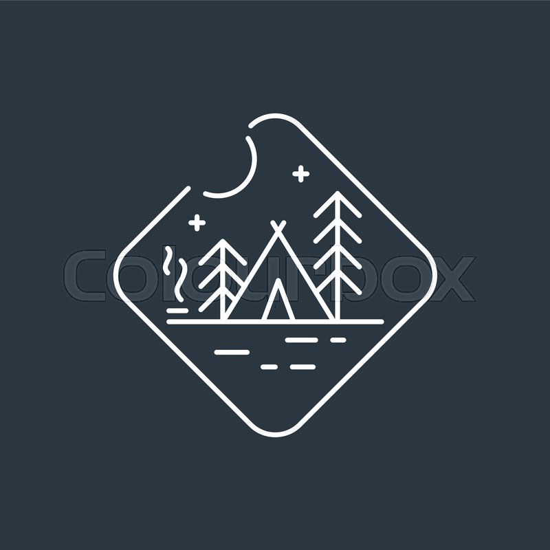 800x800 Camping Badge Logo. Night Camping Badge. Native American Teepee