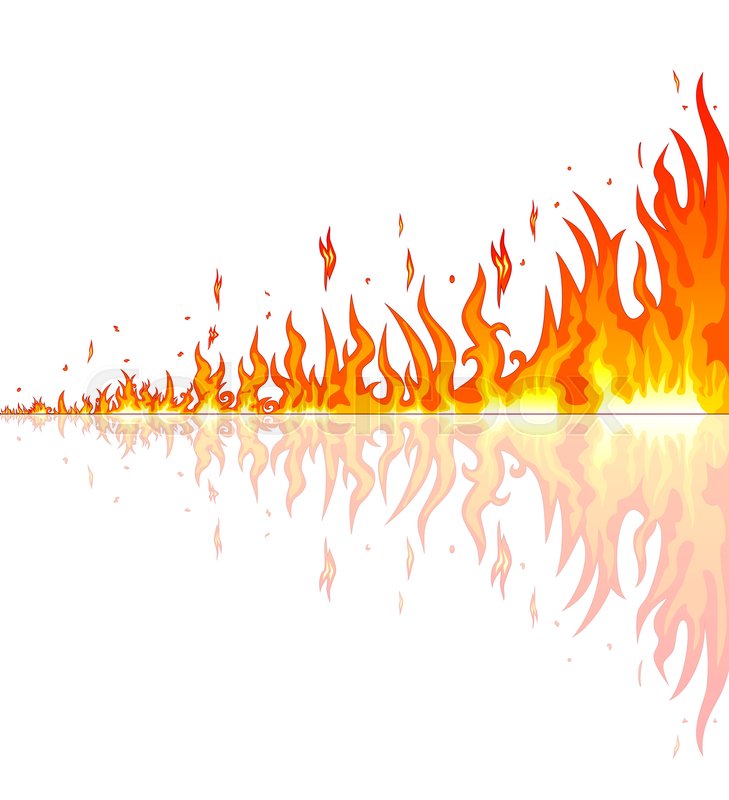 729x800 Flames Burning Fire. Abstract Fire On A White Background. Border