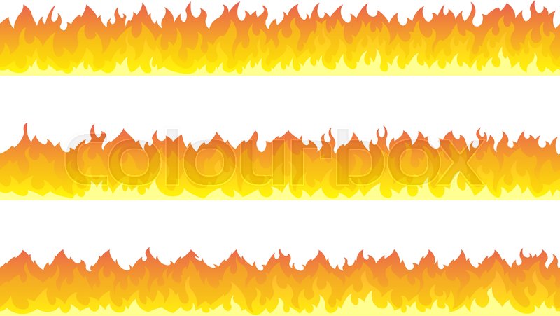 800x451 Cartoon Fire Flame Frame Borders. Seamless Orange Fire Border