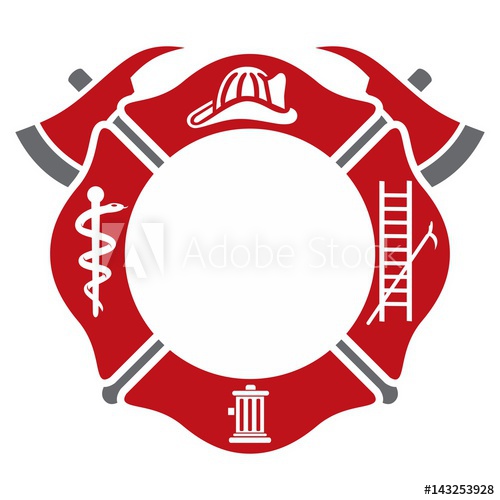 500x500 Fireman Emblem. Fire Department Symbol. Logo Vector.
