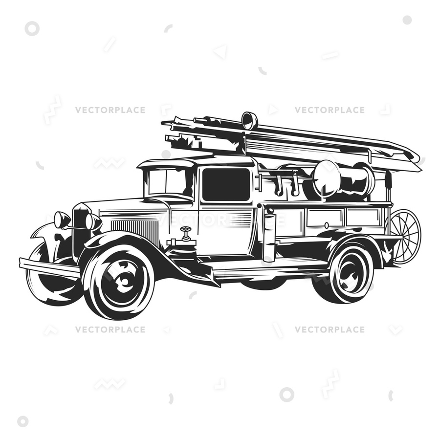 900x900 Download Vintage Fire Truck Vector Clipart Fire Engine Truck