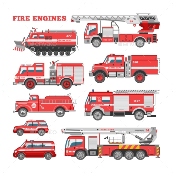 590x590 Fire Engine Vector Firefighting Emergency Vehicle By Pantimetrok