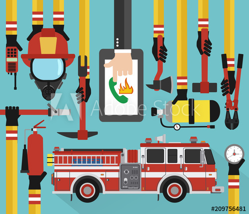 500x429 Fire Fighting Infographic Concept Flat Online Call With Fire