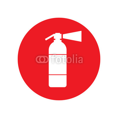400x400 White Fire Extinguisher Sign On Red Circle. Vector Icon. Buy