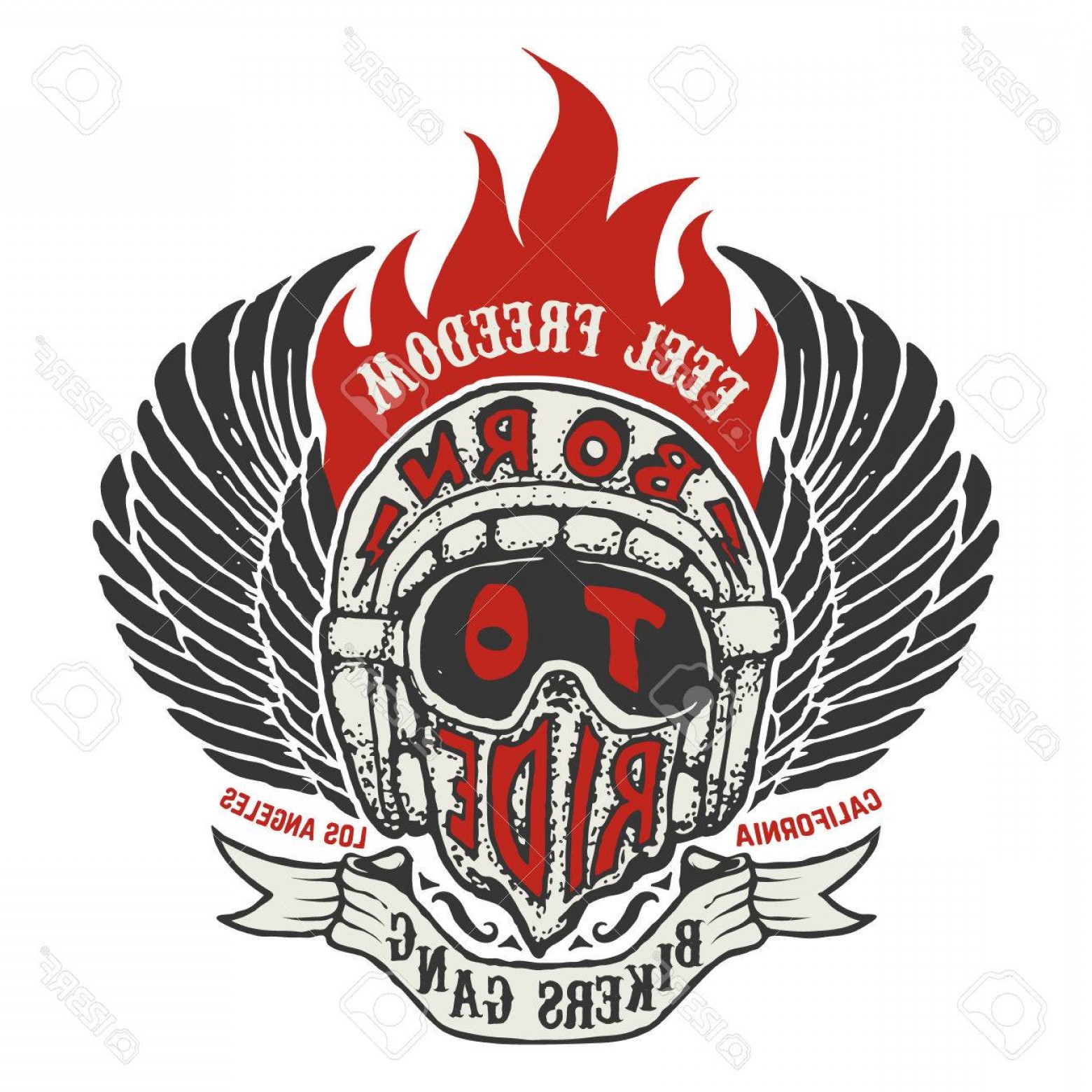 1560x1560 Photostock Vector Feel Freedom Hand Drawn Biker Helmet With Fire