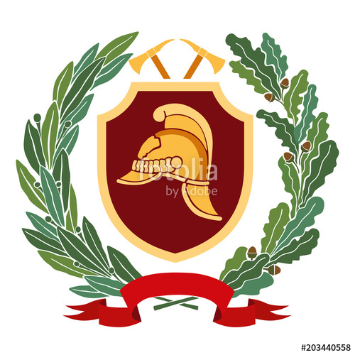 500x500 Fire Emblem. An Old Fire Helmet Against A Burgundy Shield. Top