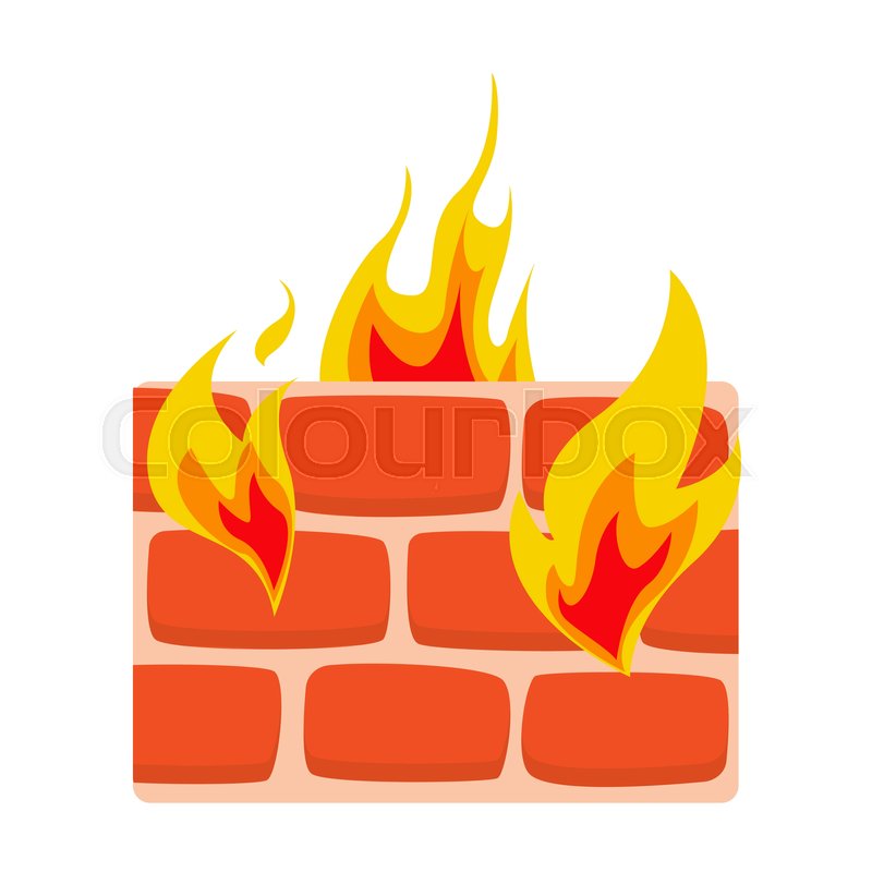 800x800 Firewall Icon Flat. Wall In Fire Icon Vector Illustration. Network