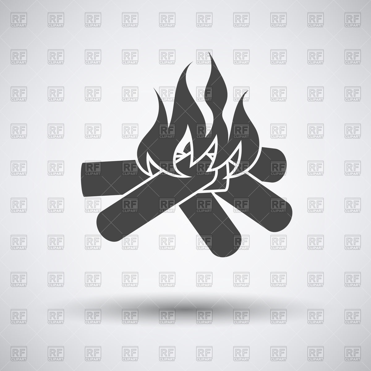 1200x1200 Camping Fire Icon On Gray Background With Round Shadow Vector