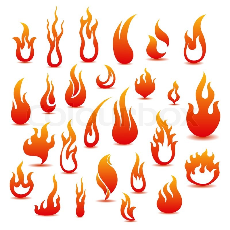800x800 Collection Of Fire Icons Stock Vector Colourbox