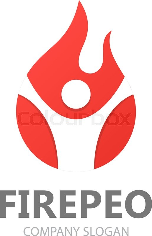 515x800 Vector Logo Combination Of A Man And Fire. Flame Logo. Fireman