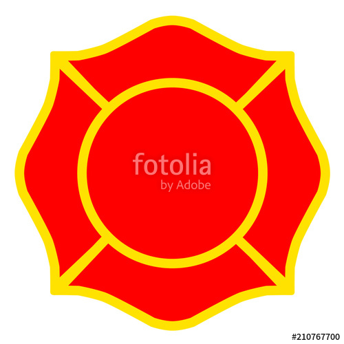 500x500 Firefighter Emblem St Florian Maltese Cross Yellow Outline Stock