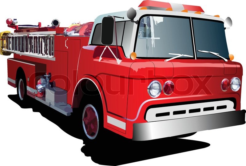 800x539 Fire Engine Ladder Isolated On Background. Vector Illustration