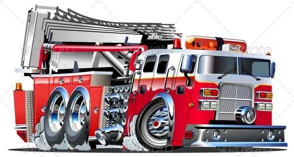 590x316 Vector Cartoon Fire Truck By Mechanik Graphicriver