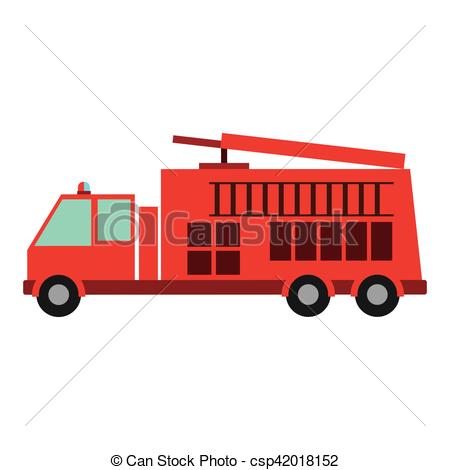 450x470 Color Silhouette With Fire Truck Vector Illustration.