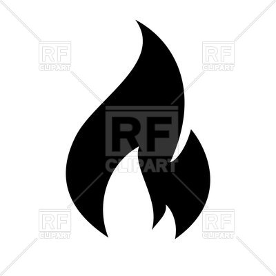 400x400 Fire Flame Black Icon Isolated On White Background Vector Image