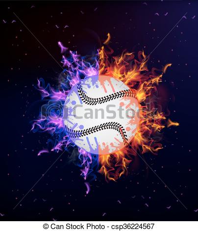 404x470 Baseball In Flames. Baseball On Fire, Vector Art Illustration Sport.