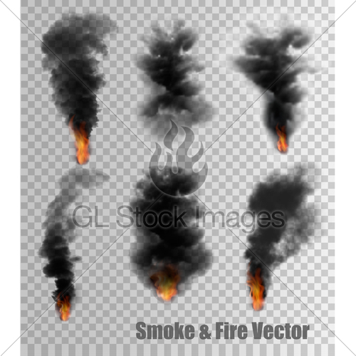 500x500 Black Smoke And Fire Vectors On Transparent Background. V... Gl