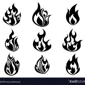 300x300 Set Of Fire Flames Icon In Black And White Color Vector Orangiausa