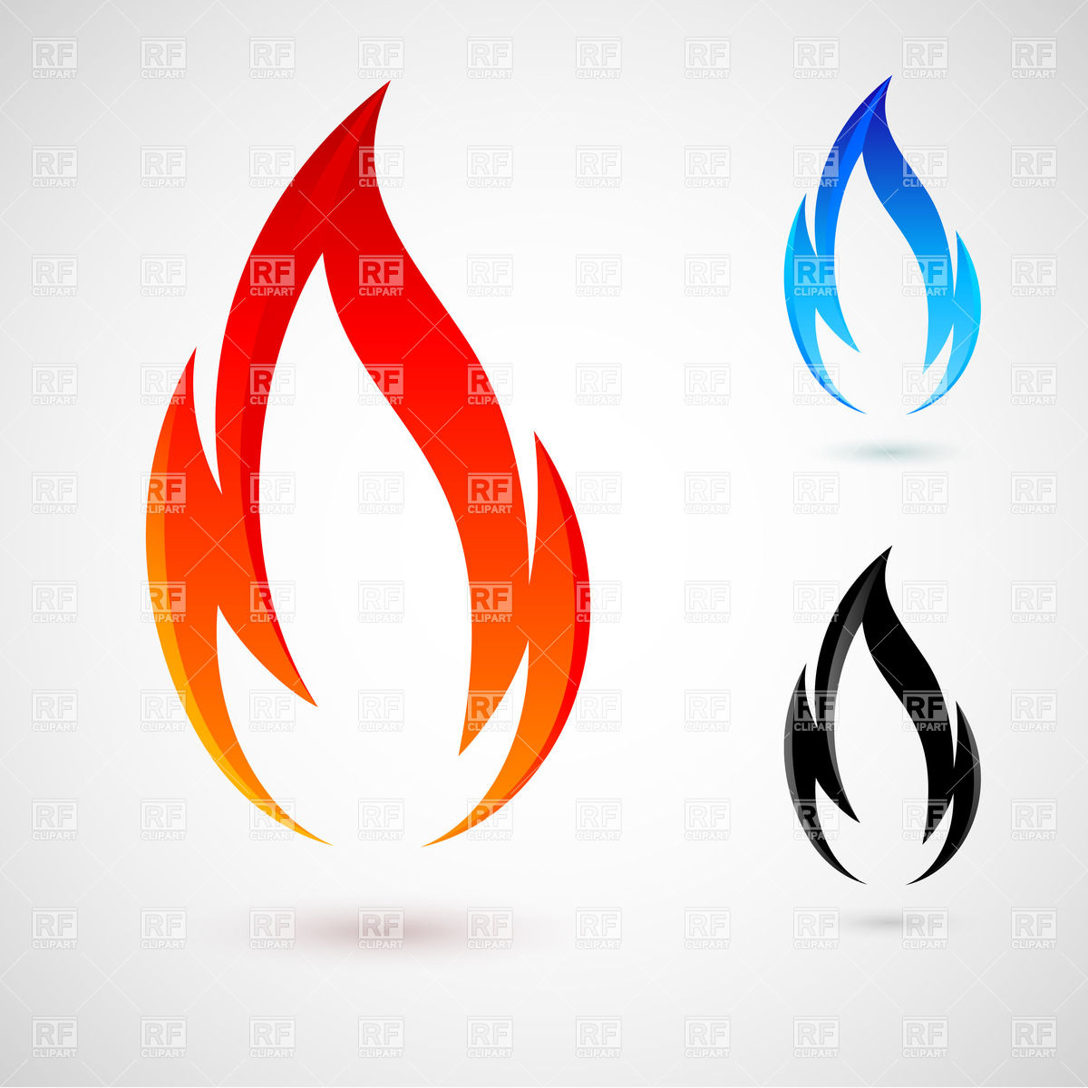 1200x1200 Simple Fire Icon In Red, Blue And Black Colors Vector Image
