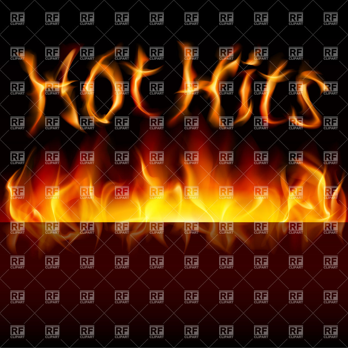 1200x1200 Hot Hits Words In Fire Vector Image Vector Artwork Of