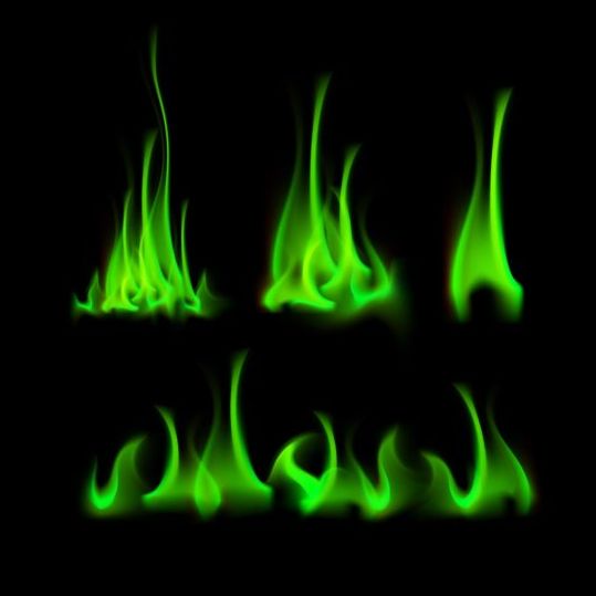 539x539 Green Fire Flame Vector Set 02 Free Download