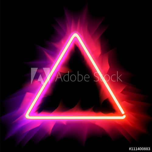 500x500 Neon Triangle Fire, Vector Illustration On The Black Background