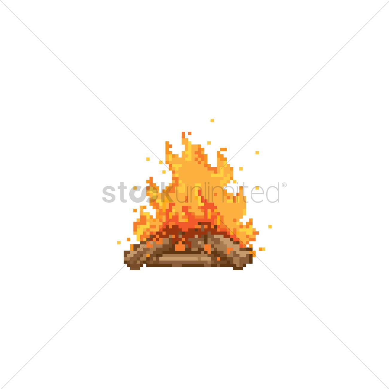 1300x1300 Pixel Art Camp Fire Vector Image