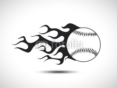 400x300 Baseball On Fire Logo. Fireball Icon Vector Illustration. Sport