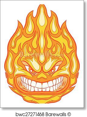 285x382 Art Print Of Angry Face Fireball Vector Clip Art Barewalls