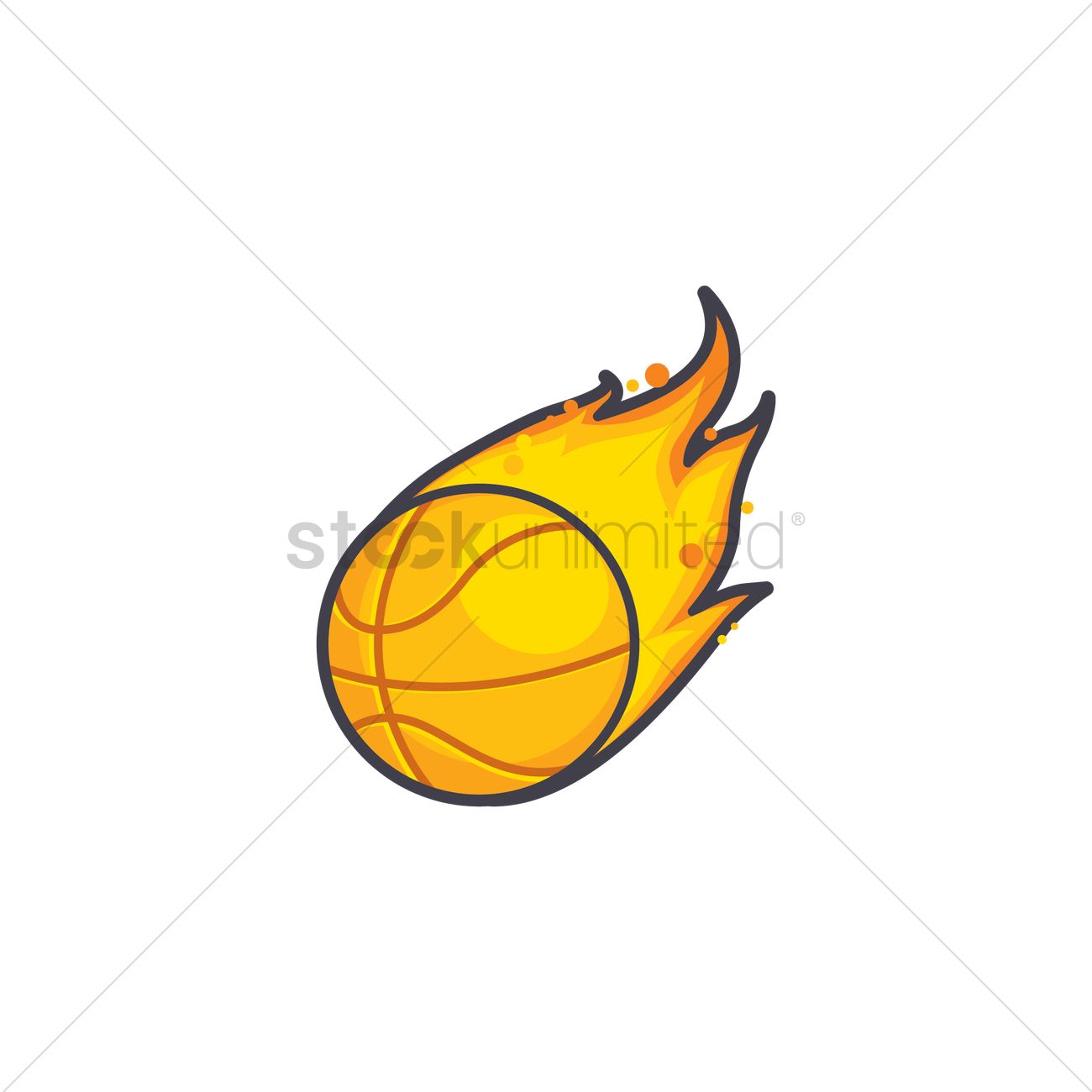 1300x1300 Basketball Fireball Vector Image