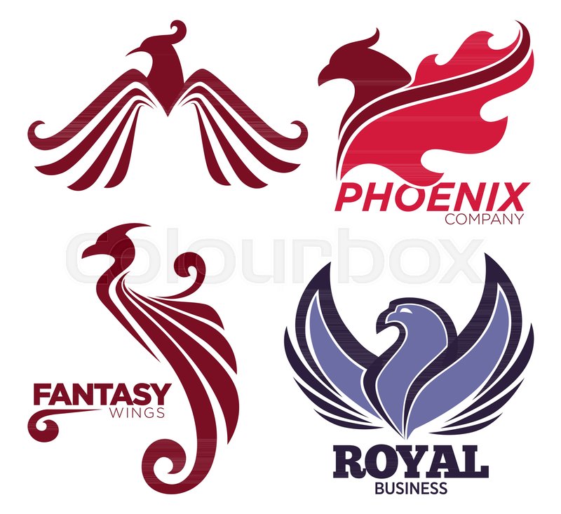 800x733 Phoenix Bird Or Fantasy Eagle Logo Templates Set For Security Or