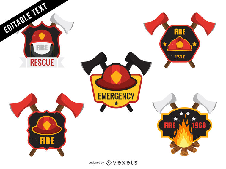 760x570 Firefighter Logo Badge Template Set