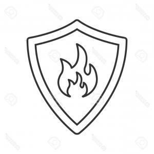 300x300 Photostock Vector Firefighters Badge Linear Icon Thin Line