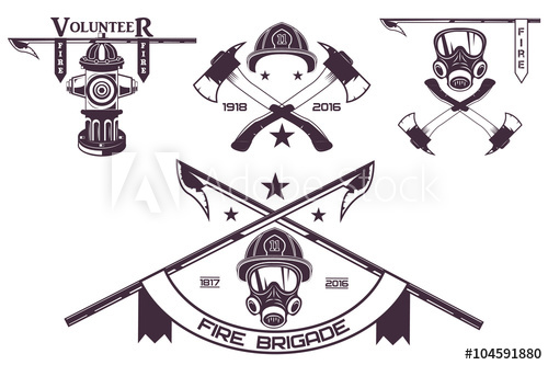 500x333 Set Of Firefighter Emblems, Labels, Badges And Logos On Light
