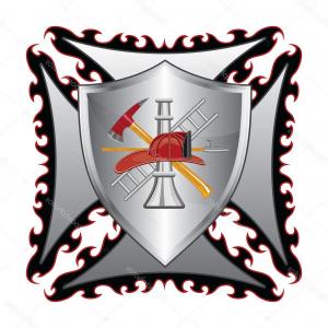 300x300 Photostock Vector Fire Department Cross Silver Engraving Is An
