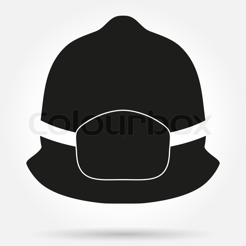 800x800 Silhouette Symbol Of Firefighter Helmet. Simple Vector