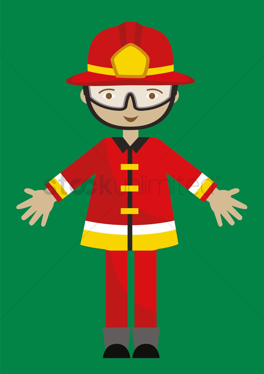 919x1300 Firefighter Vector Image