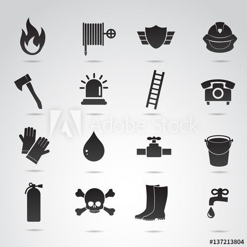 500x500 Firefighter Vector Icon Set.
