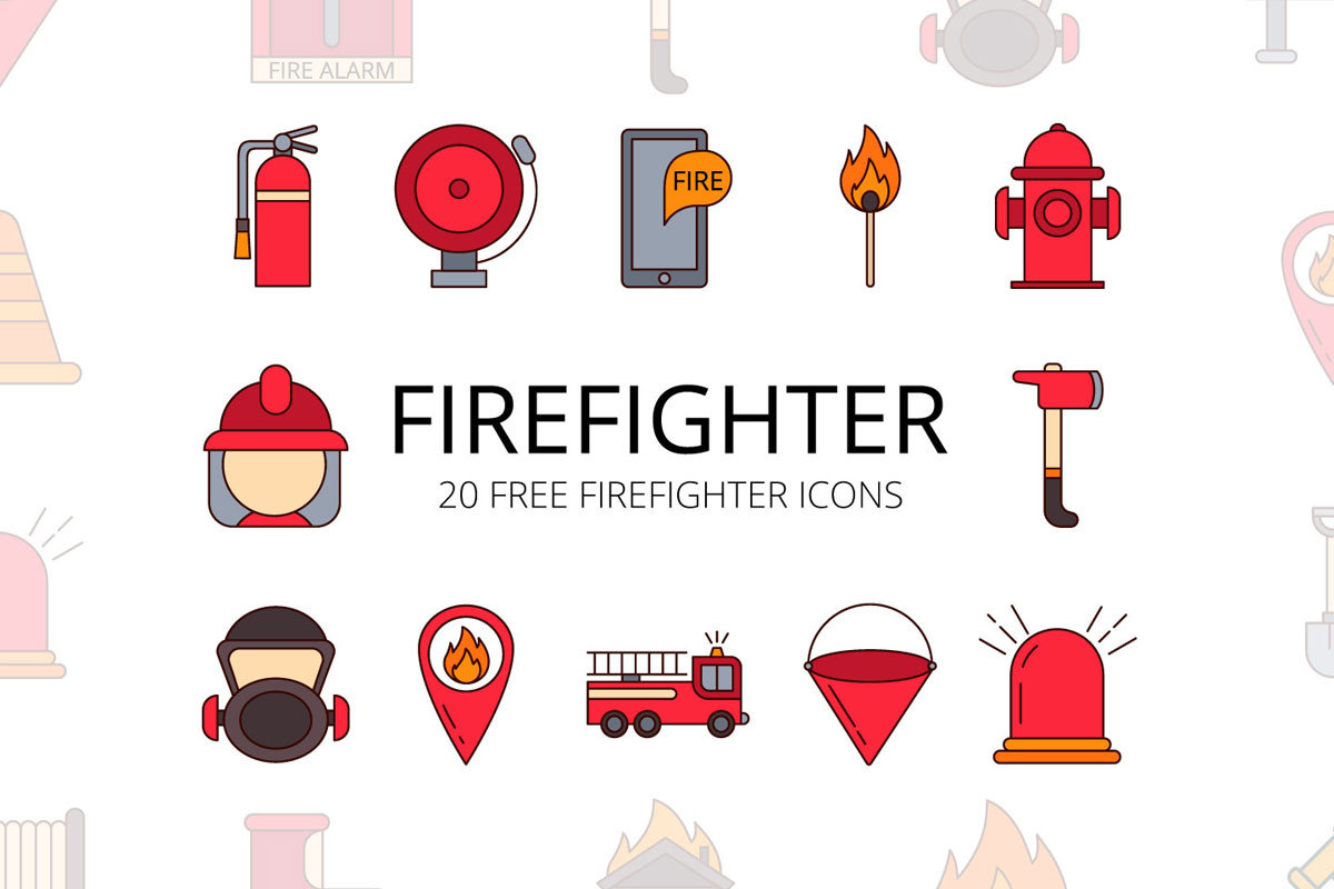 1200x800 Free Firefighter Vector Icon Set