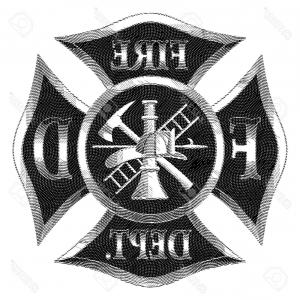 300x300 Photostock Vector Fire Department Cross Silver Engraving Is An