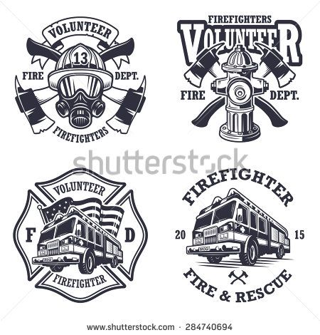 450x470 Set Of Firefighter Emblems, Labels, Badges And Logos On Light