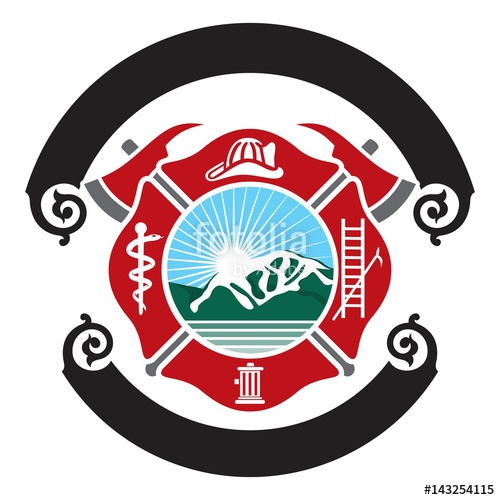 500x500 Fireman Emblem. Fire Department Symbol. Logo Vector. Stock Image