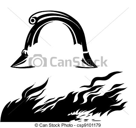 450x425 Fire And Fireman Helmet On White Background.