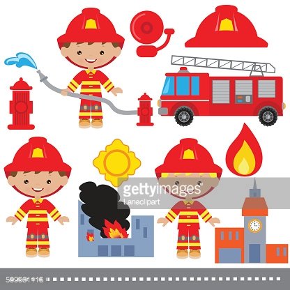 416x416 Fireman Vector Illustration Premium Clipart