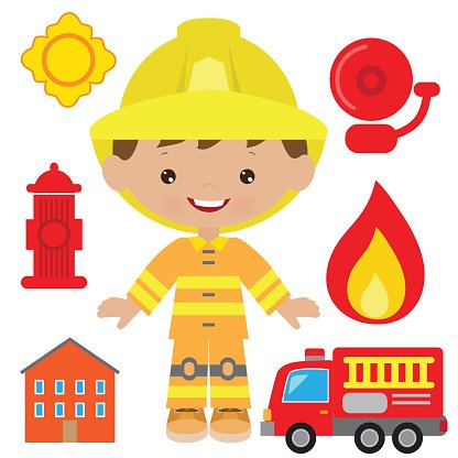 416x416 Fireman Vector Illustration Stock Vectors