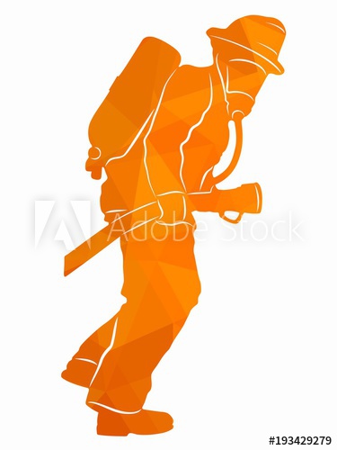 375x500 Silhouette Of A Fireman, Vector Draw