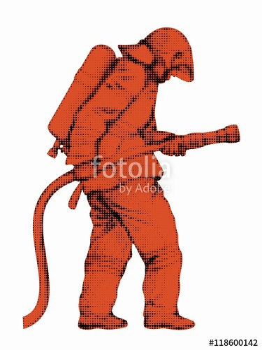 375x500 Silhouette Of A Fireman, Vector Draw Stock Image And Royalty Free